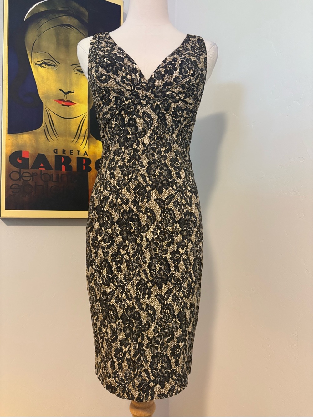 Micheal Kors Sleeveless Black Lace Overlay Sheath Dress - Elegant Evening